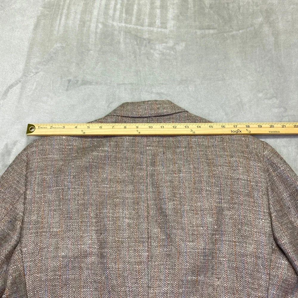 VTG Orvis‎ Mens Herringbone Tweed Blazer Tan Brown Striped Sport Coat 2 Bttn 46R